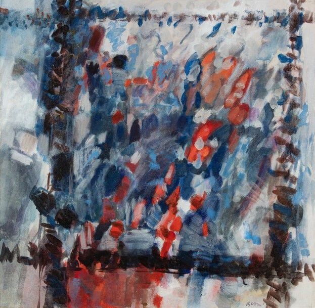 Ferit ISCAN (1931-1986)
Fenêtre le soir, 1960
Huile sur toile.
Signée en bas à droite.
Signée, datée et titrée au dos.
60 x 60 cm
