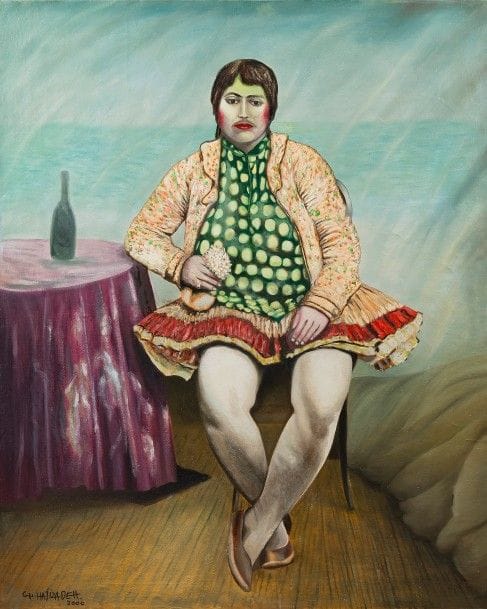 Ghasem HAJIZADEH [iranien] (né en 1947)
Femme Kadjar, 2000
Technique mixte sur toile.
Signée et datée en bas à gauche.
162 x 130 cm

Nous remercions Monsieur Ghasem Hajizadeh d’avoir confirmé l’authenticité de cette œuvre.