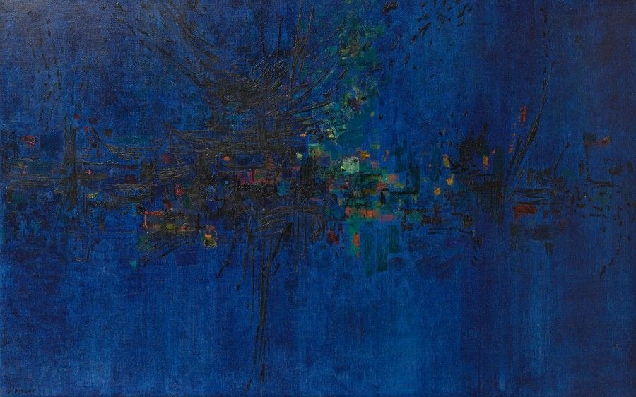 Edgard PILLET (1912-1996)
Peinture A, 1958
Huile sur toile.
Signée et datée en bas à gauche.
Signée au dos.
89 x 146 cm

Exposition :
Pittori d’Oggi - Francia Italia, 6e mostra, Torino, 1959 (étiquette au dos).

Bibliographie : 
Roger Bordier, Jose-Augusto Franca, Pillet, Éditions Georges Fall, Paris, 1967, reproduit p. 163.

Un certificat de Madame Sylvie Nordmann pourra être remis à l’acquéreur
