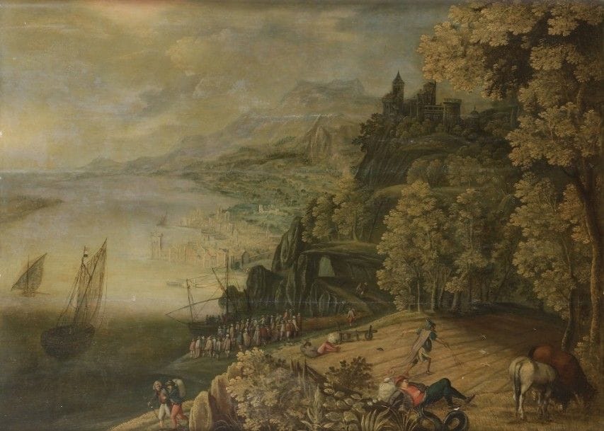 École FLAMANDE du XVIIe siècle, suiveur de Martin RYCKAERT.
Le semeur dans un paysage animé.
Panneau.
78 x 106 cm.
Restaurations anciennes, manques, fentes et soulèvements.
