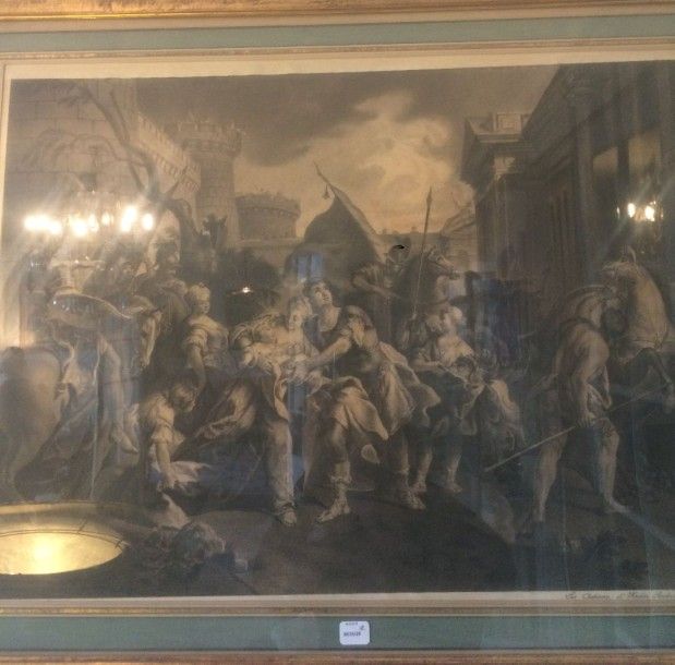 8635/28 Gravure en noir et en retirage "Les adieux d'Hector et Andromaque" encadrée sous verre
(43x61cm)