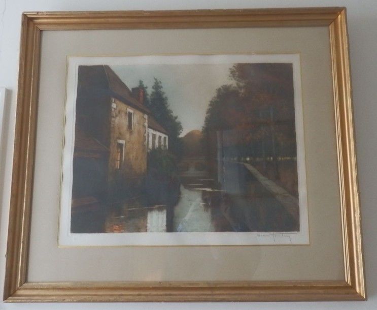 FONDARY
Paysages d'été et d'hiver
2 gravures sur cuivre à l'eau-forte en couleurs formant pendants signées en bas à droite et respectivement numérotées 175 et 71.
Encadrées sous verre.
(Quelques rousseurs et légèrement insolées).
54,5 x 62,5 cm