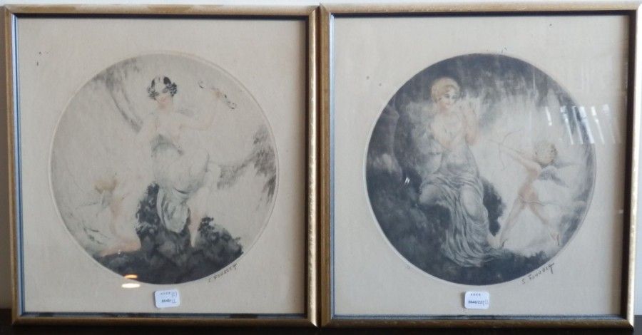 FONSECA
Deux gravures en couleur.
"Femmes et amour".
Diam: 26 cm