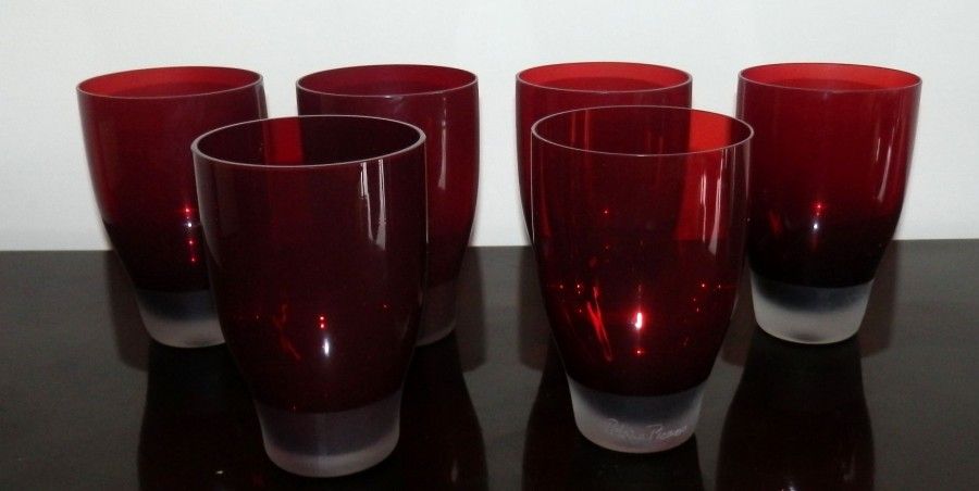 Paloma PICASSO (née en 1949)
6 verres en cristal teinté rouge.