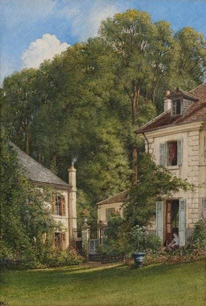 William WYLD (Londres 1806 - Paris 1889)

Vue d'une maison à Ville d'Avray
Aquarelle et gouache
Signé en bas à gauche WWyld
Porte une étiquette ancienne au revers Ville d'Avray, la maison de l'artiste
46.5 x 32.5 cm
Commentaire:
Porte une étiquette au dos: Villa d'Avray, the home of the artist W. Wyld. A.R.A. 1849. Died 1889. By W. Wyld