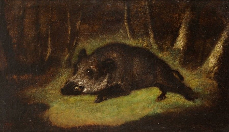 École Française du XIXe siècle

Sanglier au repos
Huile sur carton.
40 x 58,5 cm