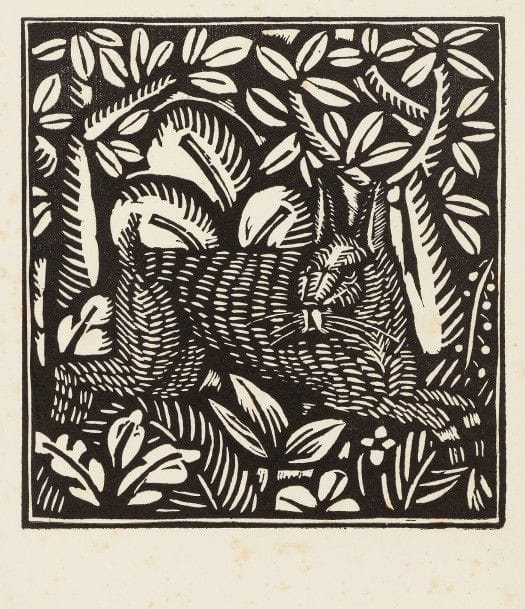 Raoul Dufy (1877-1953)
Serpent ; Lièvre. Pl. pour Le Bestiaire ou Cortège d’Orphée de G. Apollinaire. Paris, Deplanche, 1911. Bois gravé. Chaque environ 195 x 205. I.F.F. 10. Belles épreuves sur vélin. Rousseurs claires. Toutes marges. Ens. 2 p.