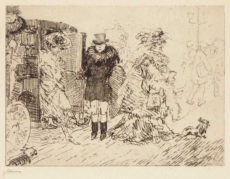 Jean-Émile Laboureur (1877-1943)
Après-midi, cinquième avenue, New York. 1908. Eau-forte. 
213 x 162. Laboureur 80. Très belle épreuve sur vergé ancien, signée, numérotée puis titrée au crayon « Fifth avenue NY ». Léger empoussiérage et rousseurs aux bords du feuillet. Toutes marges. Tirage total à 25 épreuves (malgré les 30 annoncées). Ex-coll. H.-M. Petiet. 