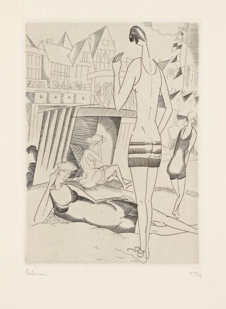 Jean-Émile Laboureur (1877-1943)
Plage. 1928. Burin. 115 x 159. Laboureur 374. Parfaite épreuve sur vélin blanc, l’une des 8 du 1er état (sur 2), avant les tailles additionnelles et le monogramme, signée et numérotée au crayon. Toutes marges. Tirage total à 45 épreuves. 