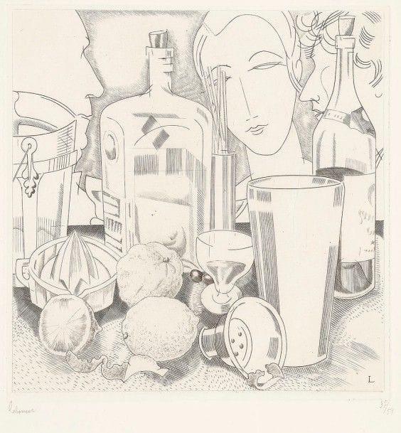 Jean-Émile Laboureur (1877-1943)
Cocktails. 1931. Burin. 190 x 200. Laboureur 438. Très belle épreuve sur vélin blanc, signée et numérotée au crayon (par Madame Laboureur). Marges. Tirage à 51 épreuves. Cadre. 