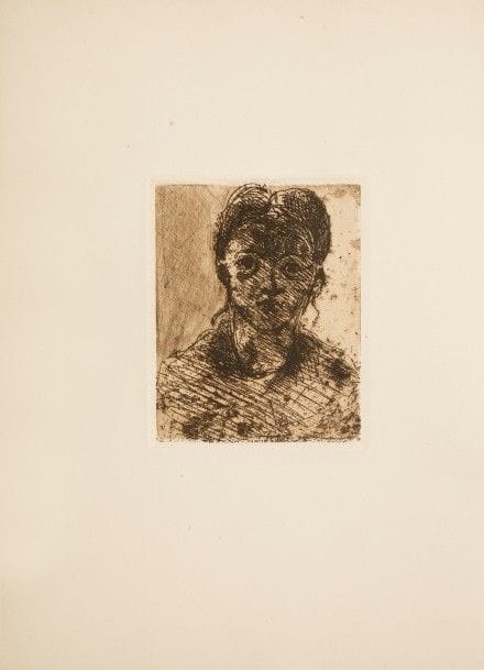 VOLLARD (Ambroise).
Paul Cézanne.
Paris : Galerie A. Vollard, 1914. — In-4, 326 x 252 : frontispice, (2 ff.), 
187 pp., (1 f.), 58 planches, couverture illustrée. Broché, couverture rempliée.

Édition originale tirée à 1000 exemplaires, illustrée de nombreuses reproductions d’œuvres de l’artiste dans le texte et à pleine page et de 59 planches dont une eau-forte originale de PAUL CÉZANNE en frontispice représentant une tête de jeune fille.
Un des 650 exemplaires sur papier teinté, enrichi d’un envoi de l’auteur à l’imprimeur et lithographe Auguste Clot.
Exemplaire parfaitement conservé malgré quelques piqûres sur la couverture. On a ajouté le prospectus de parution ainsi qu’un exemplaire du bulletin de souscription.