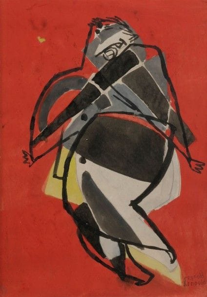 Reynold ARNOULD (1919-1980)
Personnage fond rouge
Aquarelle.
Signée en bas à droite.
28 x 21 cm