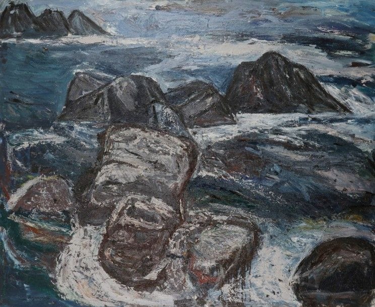 Juan Luis GOENAGA (espagnol) (né en 1950)
Golfe de Gascogne, 1986
Huile sur toile.
Signée et datée en bas à gauche.
130 x 162 cm