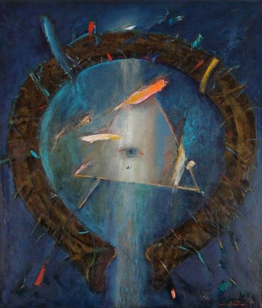 Anastas KAMBUROV [bulgare] (né en 1950)
Aquarius, 2006
Huile sur toile.
Signée et datée en bas à droite.
116 x 100 cm