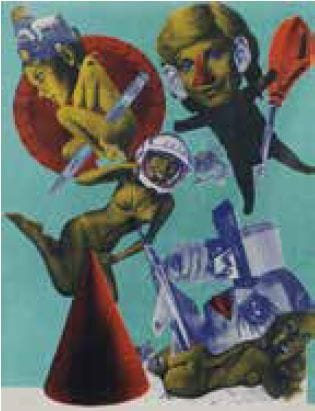 Gudmundur ERRO [islandais] (né en 1932)
Femmes, 1971
Lithographie.
Signée, titrée et numérotée sur 100.
80 x 60 cm