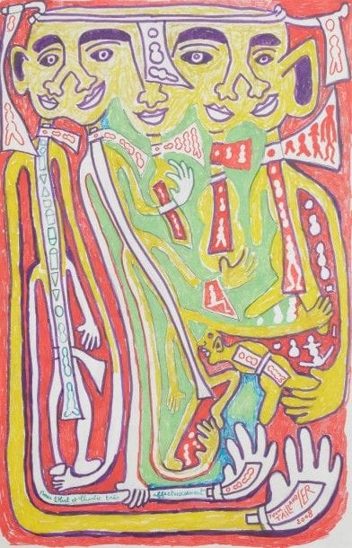 Yvon TAILLANDIER (né en 1926)
Personnages, 2008
Feutres sur papier.
Signé et daté en bas à droite.
Dédicacé à Ethel et Charlie (Semser).
60 x 40 cm
Provenance: 
Ancienne collection Charles et Ethel Semser.