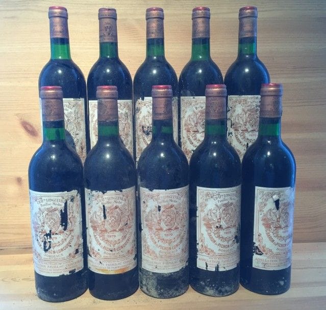 9 B, CHÂTEAU PICHON LONGUEVILLE BARON (8 T.L.B. ou mieux; 1 H.E.+; e.t.a.), GCC2 Pauillac, 1979
1 B, CHÂTEAU PICHON LONGUEVILLE BARON (B.G; e.a.), GCC2 Pauillac, 1985