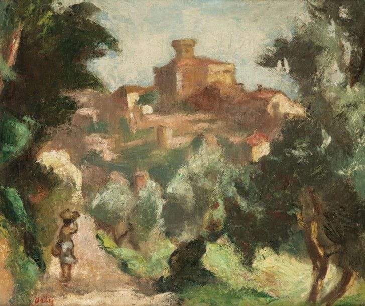 Manuel ORTIZ de ZARATE (1886-1946)
Ville de Cagne-le-Vieux (Château Grimaldi), 1937
Huile sur toile.
Signée en bas à gauche.
Située au dos sur une étiquette
46 x 55 cm