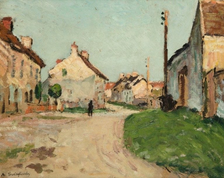 Alfred SWIEYKOWSKI (1869-1953)
Village et rue ensoleillée
Huile sur carton.
Signée en bas à gauche.
33 x 41 cm