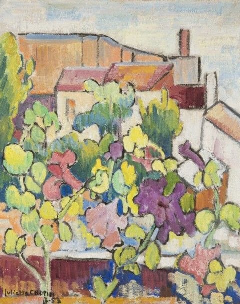 Juliette CHOPIN (né en 1931)
Pétunias à la fenêtre, 1953
Huile sur toile.
Signée et datée en bas à gauche.
46 x 38 cm