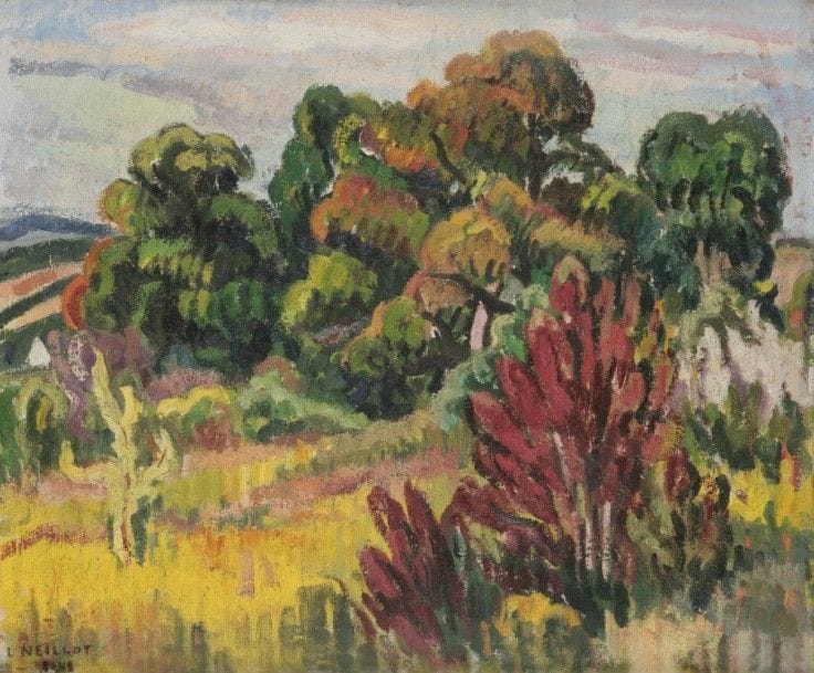 Louis NEILLOT (1898-1973)
Le Boqueteau à Saint-Ouen-sur-Morin, 1948
Huile sur toile.
Signée et datée en bas à gauche.
Signée et située sur le châssis
50 x 61 cm

Bibliographie : 
Collette Manigand-Neillot et Juliette Constantin-Neillot, Louis Neillot Catalogue Raisonné, 1997, numéro 559 reproduit page 93.