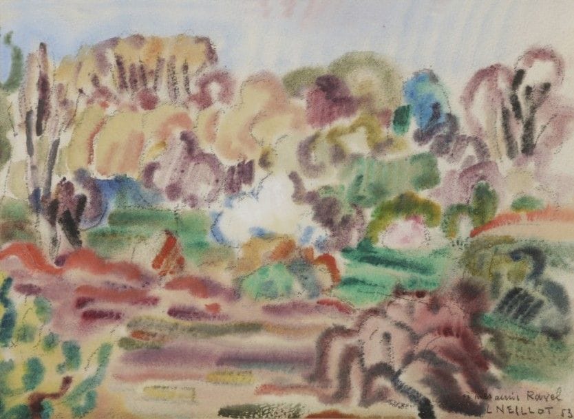 Louis NEILLOT (1898-1973)
Paysage, 1953
Aquarelle.
Signée, datée et dédicacée en bas à droite.
19.5 x 25 cm