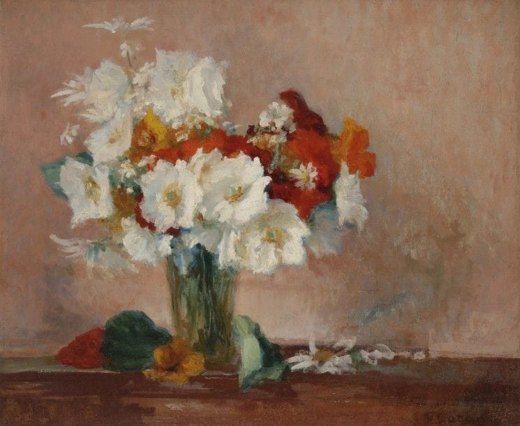 Félicien CACAN (1880-1979)
Bouquet de fleurs, 1905
Huile sur toile
Signée et annotée en bas à droite. «Souvenir de 1905»
46 x 55 cm