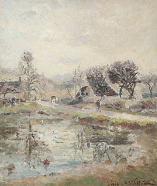 Emmanuel de la VILLÉON (1858-1944)
Nièvre, village de Beauchats, 1905
Huile sur toile.
Signée et datée en bas à droite.
55 x 46 cm

Provenance : 
Descendance de l’artiste
Bibliographie : 
Laurence Buffet-Challié, Emmanuel de la Villéon - sa vie, son œuvre, Éditions de l’Amateur, Paris, 1975, reproduit page 111.
L’œuvre est référencée dans le Catalogue Raisonné de l’artiste sous le numéro 1637.