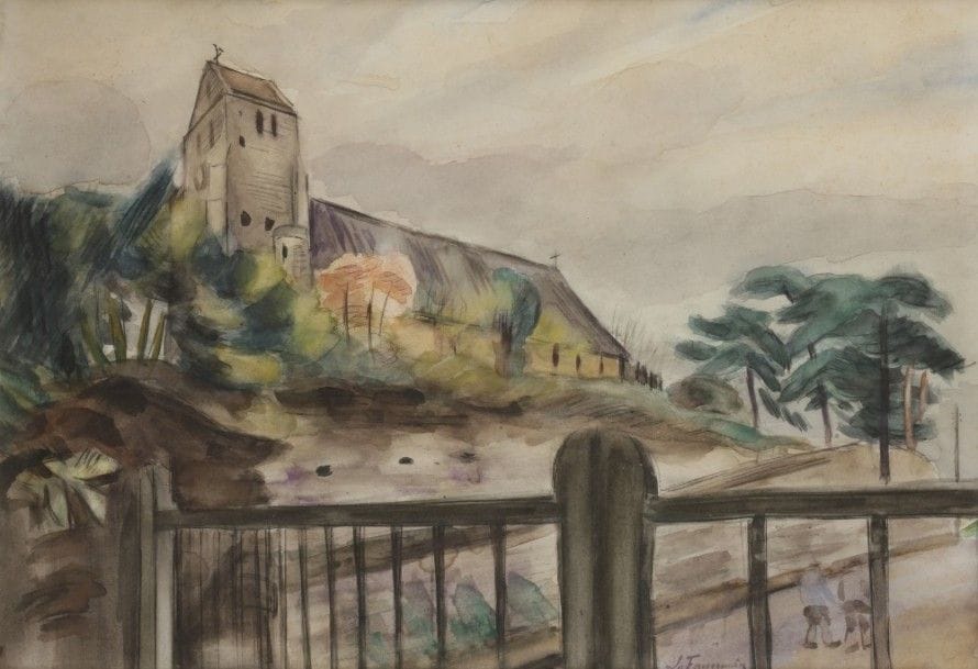 Henri LE FAUCONNIER (1881-1946)
L’Église de Grosrouvre
Aquarelle.
Signée en bas à droite.
42 x 60 cm