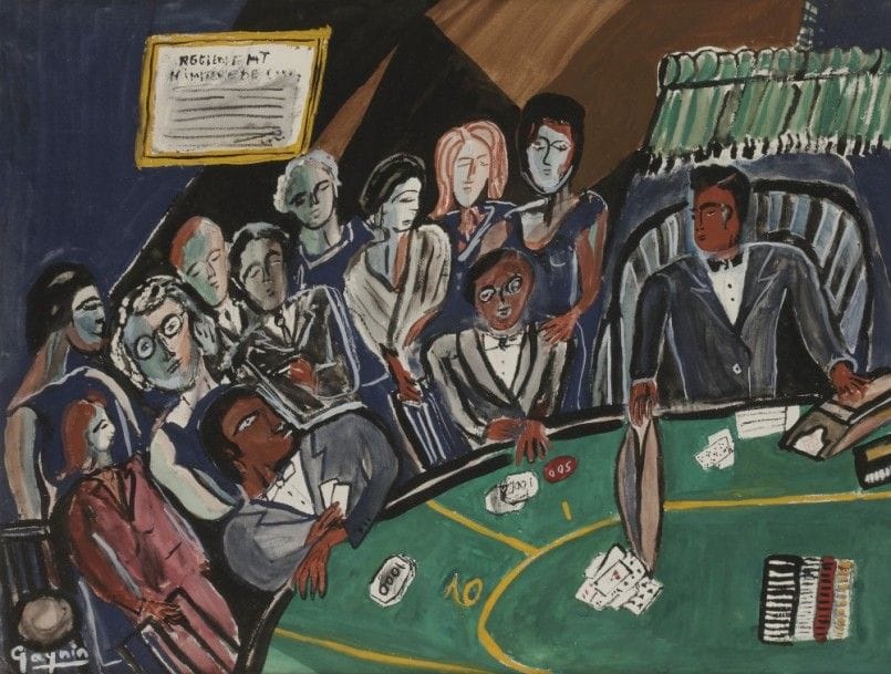 Louis Albert GAYRIN (1911-1971)
Au casino
Gouache.
Signée en bas à gauche.
48 x 65 cm