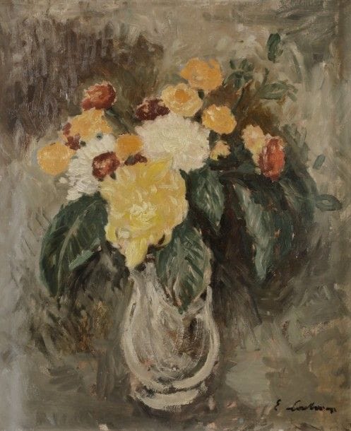 Emile LAHNER (1893-1980)
Vase de fleurs
Huile sur toile.
Signée en bas à droite.
61 x 50 cm