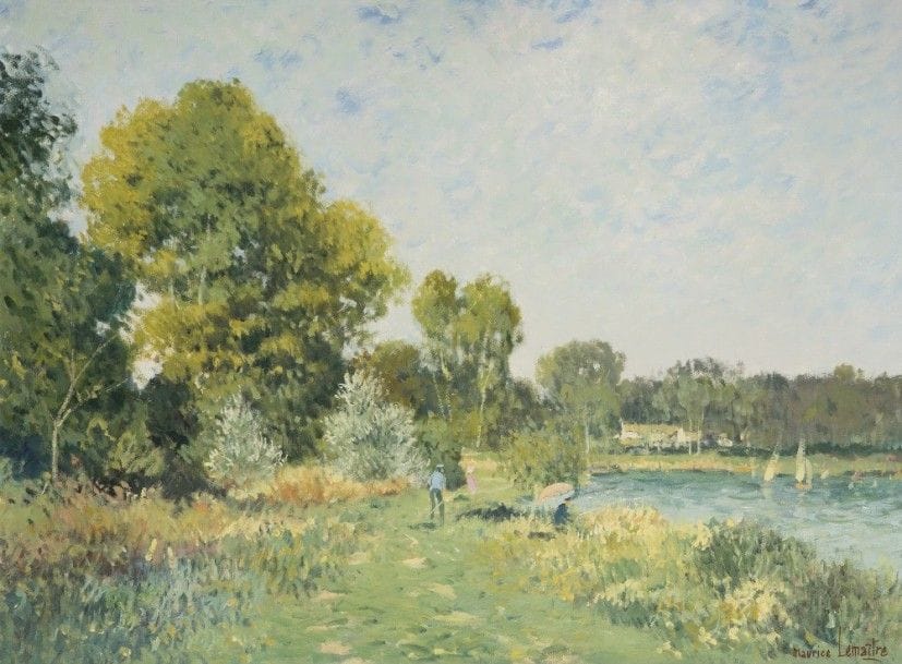 Maurice LEMAITRE (Né en 1929)
Bord de Seine animé
Huile sur toile.
Signée en bas à droite.
46 x 61 cm