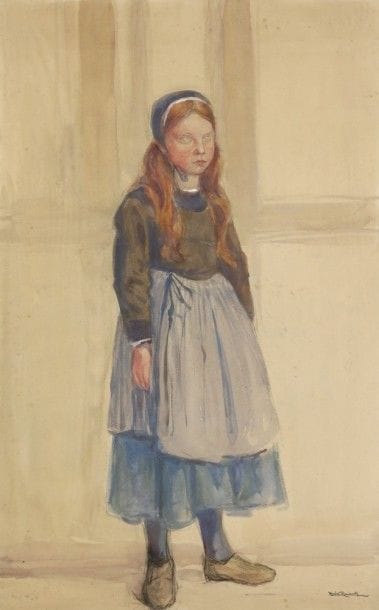 Emile MALO-RENAULT (1870-1938)
Jeune bretonne
Aquarelle.
Signée en bas à droite.
59 x 36 cm