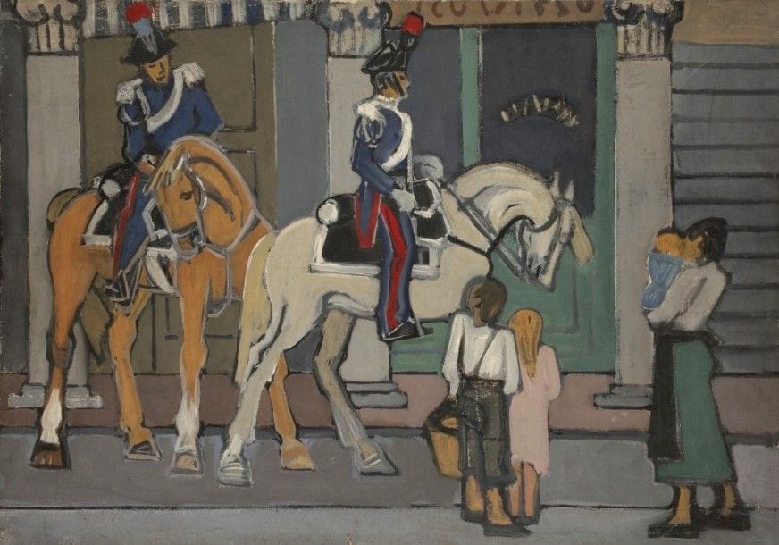 ORAZI (1906-1979)
Carabiniers à cheval, 1949
Huile sur toile.
Non signée
65 x 92 cm

Provenance : 
Atelier de l’artiste
Exposition : 
Orazi, Galerie Marcel Bernheim, Paris, 1954.