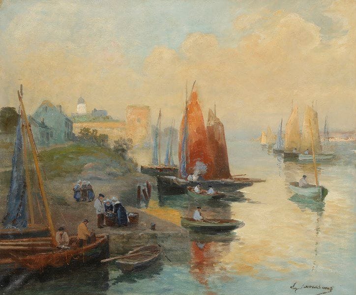 L. JANSSONS (XIXe-XXe siècle)
Port en Bretagne
Huile sur toile.
Signée en bas à droite.
(Restaurations).
50 x 61 cm