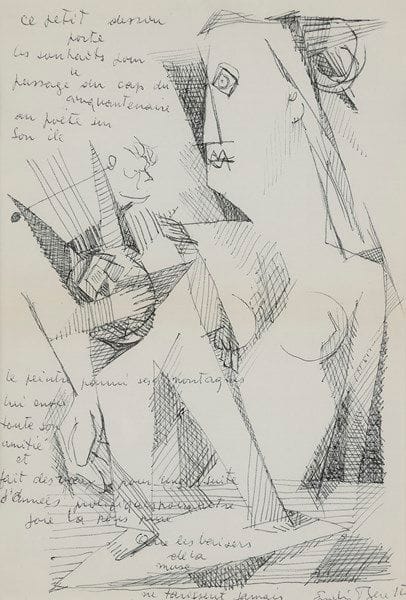 Emilio Mario BERETTA (1907-1974)
Femme cubiste
Dessin à l’encre.
Signé et dédicacé.
20 x 14 cm