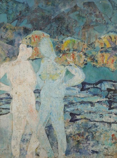 Alain KOTLAR (né en 1940)
Naïades, 1995
Huile sur papier marouflé sur panneau.
Signée en bas à droite. 
Titrée et datée au dos.
98 x 75 cm
Exposition : 
Orangerie du Luxembourg, 1998 (étiquette au dos).