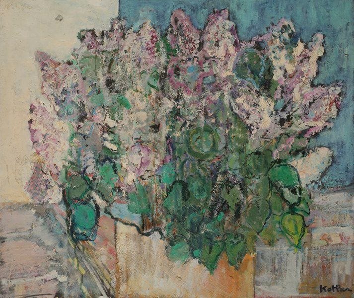 Alain KOTLAR (né en 1940)
Bouquet de lilas, 1988
Huile sur toile.
Signée en bas à droite.
Datée au dos.
54 x 65 cm