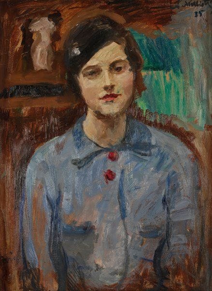 Nikolaj Dmitrievic MILIOTI (1874-1962)
Portrait de femme, 1935
Huile sur carton.
Signée et datée en haut à droite.
74 x 54 cm