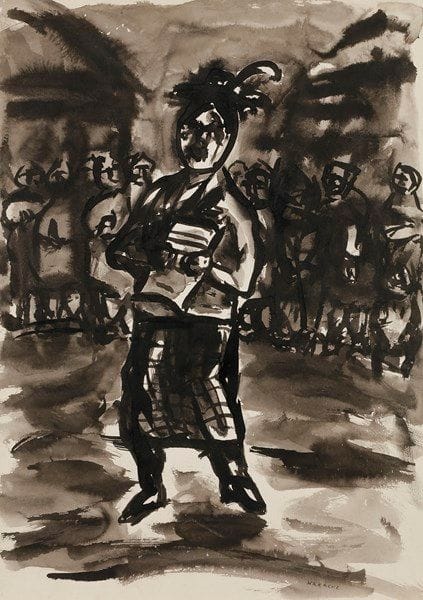 Armand Henri NAKACHE (1894-1976)
Chanteuse des rues
Encre et lavis d’encre.
Signée en bas à droite.
37 x 26.5 cm