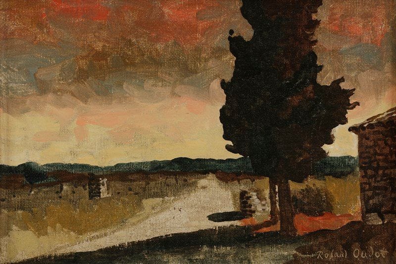 Roland OUDOT (1897-1981)
Cyprès au Destet
Huile sur toile.
Signée en bas à droite.
24 x 35 cm