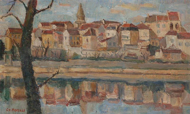 Charles POLLACI (1907-1989)
Carrière sur Seine
Huile sur toile.
Signée en bas à gauche.
22 x 35 cm
Exposition : 
Célébrités et révélations, Musée Galliera, Paris, 1953.