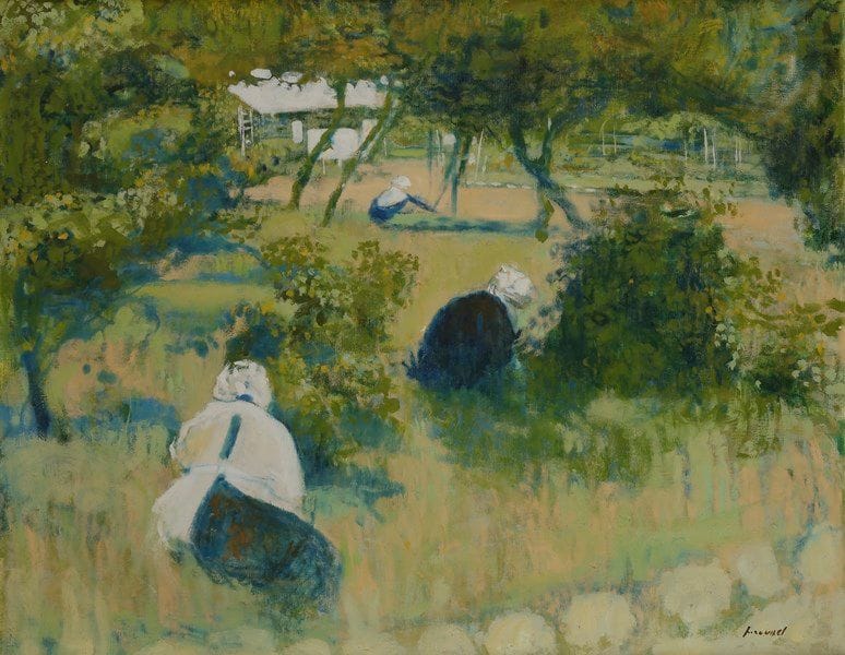 Pierre ROUSSEL (1927-1996)
Au jardin
Huile sur toile.
Signée en bas à droite.
50 x 61 cm