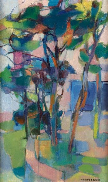 Claude SCHURR (1921-2014)
Jardin à Juan-les-Pins
Huile sur toile.
Signée en bas à droite.
Signée et titrée au dos.
46 x 27 cm