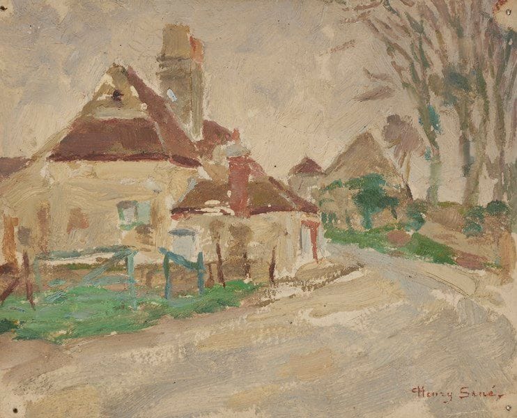 Henry SÉNÉ (1889-1961)
La Route du village - Maison de village
2 huiles sur papier ou panneau.
L’une signée.
(Trous de punaise sur le papier).
Environ 13.5 x 17 cm chaque