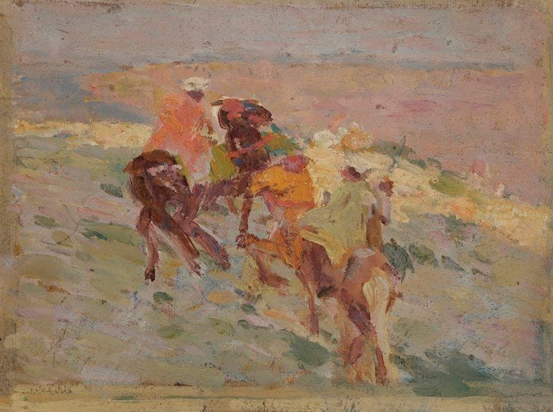 Henry SÉNÉ (1889-1961)
Cavaliers
Huile sur carton.
Non signée.
13.5 x 18 cm