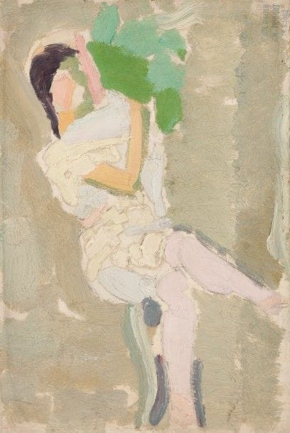 Georges-Henri TRIBOUT (1884-1962)
Étude de femme étendue
Huile sur carton.
Porte le cachet de la vente de l’atelier en bas à droite.
16 x 23.5 cm