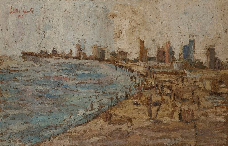 Salvatore VERNITI (né en 1937)
Bord de mer, 1963
Huile sur toile.
Signée et datée en haut à gauche.
73 x 117 cm