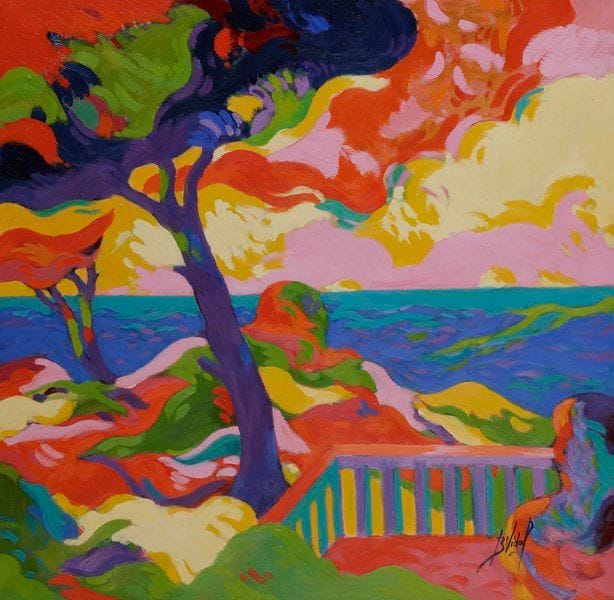 B. VIDAL (XXe siècle)
Pins au Ferret
Huile sur toile.
Signée en bas à droite.
70 x 70 cm