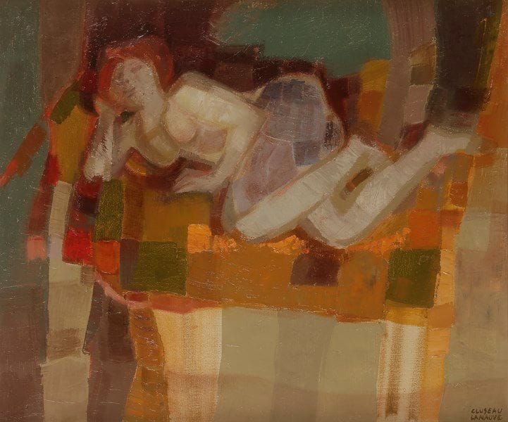 Jean CLUSEAU-LANAUVE (1914-1997)
Jeune fille rousse étendue, 1965
Huile sur toile.
Signée en bas à droite.
Signée, datée et titrée au dos.
38 x 46 cm
